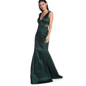 Hunter green long formal dresses
